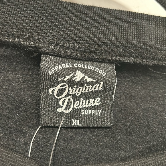 Original Deluxe Supply Black Crewneck Cargo Pocket Streetwear Pullover Mens nwt - Picture 2 of 3